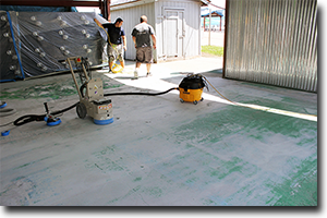 Safari Joe's locker section floor being prepped